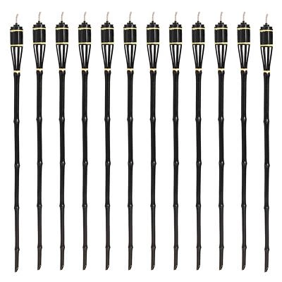 £36.95 • Buy 12x Bamboo Garden Tiki Torch Set Paraffin Oil Fire Torches Black 114cm