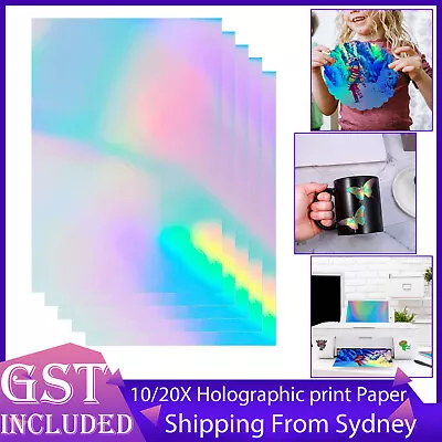 10/20X A4 Holographic Glossy Self Adhesive Sticker Paper Label Inkjet Printer AU • $8.85