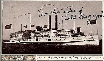 1903 Steamer Pilgrim Boston Mass Undivided Back Back Bay Cancel Postcard 20-283 • $19.62