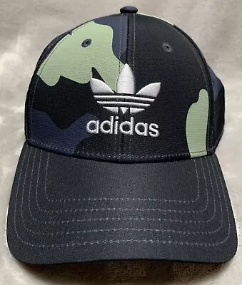 NEW Adidas Trefoil Logo Blue-Gray Multicolor Camo Women's Strapback Baseball Cap • £23.12