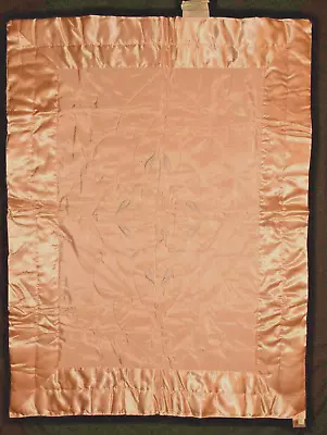 Vintage Pink Satin Rayon Palmer Bros Comfortables Baby Crib Blanket W/Orig Stamp • $15.99