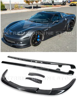 For 05-13 Corvette C6 Z06 | ZR1 Style HYDRO CARBON FIBER Front Lip & Side Skirts • $3509.98