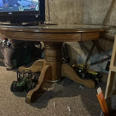 $90 • Buy 48 Inch Round Oak Table With Glass Top