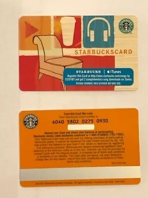 $4.08 • Buy Starbucks Card 2007 ITunes Plus 2 Chair - Old Logo - NEW Rare 