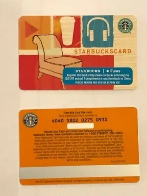 Starbucks Card 2007 ITunes Plus 2 Chair - Old Logo - NEW Rare  • $4.23