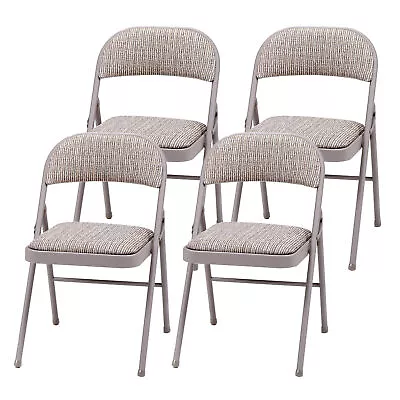 MECO Sudden Comfort Metal Fabric Padded Folding Chair Gray (4 Pack) (Open Box) • $103.33