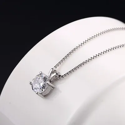 2 Ct Round Cut Created Moissanite Solitaire Pendant Necklace 14k White Gold Plat • $19.99