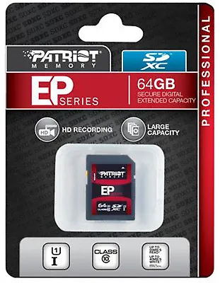 Patriot EP Series 64GB UHS-1 SDXC Memory Card With Read Up To 50MB/sec • $54.95