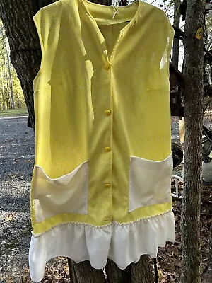 1960 Dress Drop Waist Polyester Bright Yellow Festival  • $15