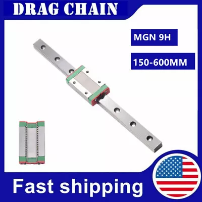 Linear Slide MGN 9mm 150-600MM Linear Rails Guide With Mini Carriage Block US • $17