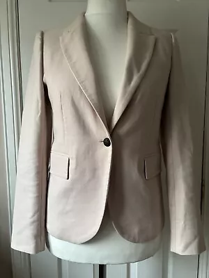 Zara Woman Blush  Pink Single Breasted Cotton Blazer Jacket Elbow Patch Size L • £15