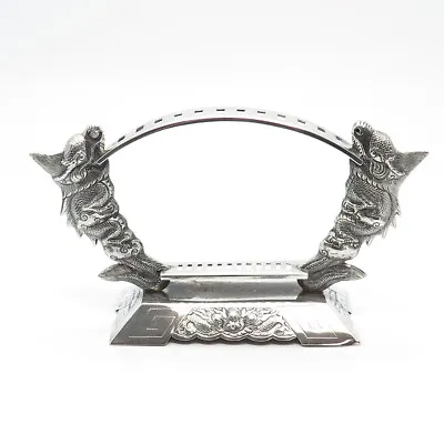 900 Silver Antique Vietnam Van My Dragon Repousse Handcrafted Olive Picks Stand • $249.95