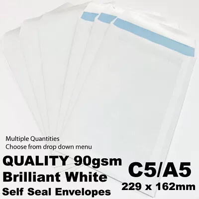 £1.29 • Buy Quality C5/a5 Plain 90gsm White Envelopes Self Seal Strong Paper 229mm X 162mm