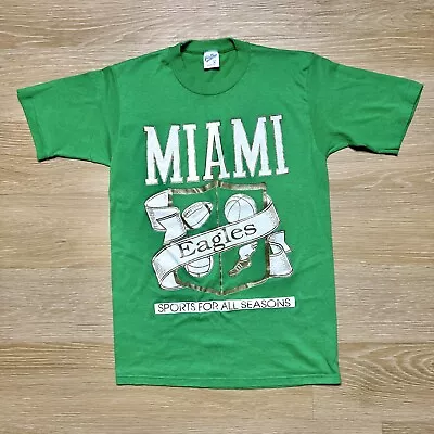 Miami Eagles Shirt M Velva Sheen Tee Sports Single Stitch Tee Made USA EUC • $14.91