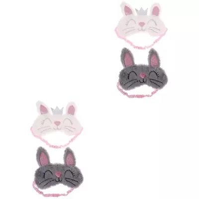  4 Pcs White Plush Rabbit Eye Mask Cover For Kids Travel Shade • £16.99