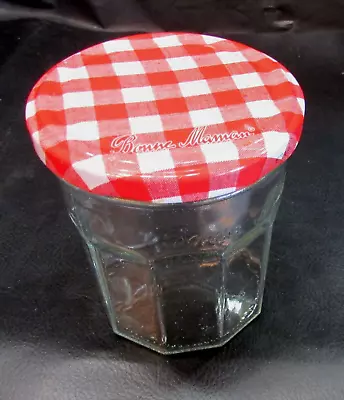 Bonne Maman Empty 4  Jelly Jam Clear Glass Jar W Red White Checkered Screw Lid • $15