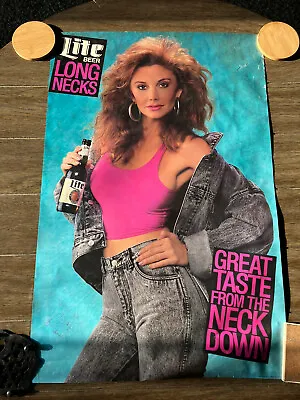 Vintage MILLER LITE BEER Girl Poster Advertising Long Neck Bottles 20” X 30” • $9.99