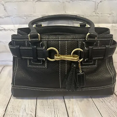 Coach  Black  Leather Medium Carryall Tote Bag Satchel Classic GUC • $55.55