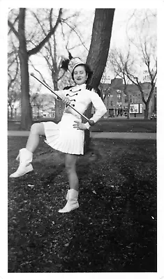 Vintage Photo Pretty Girl Majorette Costume Marching Band Parade Boots • $9