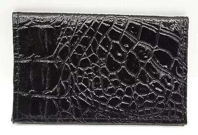 Vintge MCM Black Patent Leather Credit Card Holder Pocket Wallet Faux Croc • $20.25