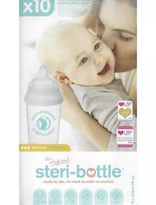 The Original Steri-Bottle X 10 100% Biodegradable Disposable Baby Bottles • £11.49