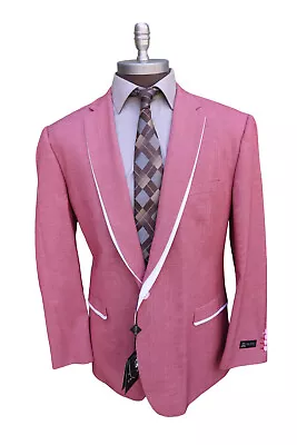 NWT Tazio Italy Red Pink Two Button Two Tone Blazer Jacket Men’s SZ 50R • $69.99