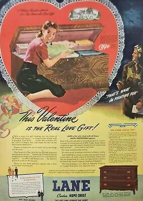 1944 Lane Cedar Hope Chest Vintage Ad This Valentine Is The Real Love Gift • $14.95