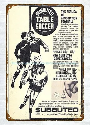 Bedroom Accent Wall 1971 Toy Subbuteo Table Soccer Metal Tin Sign • $18.88