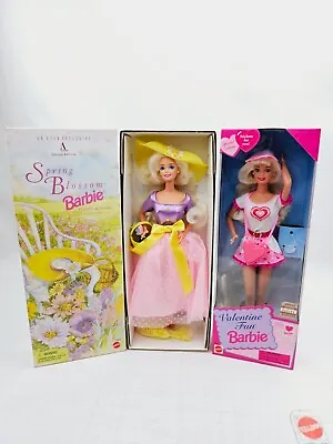 NIB SET OF 2 Vintage VALENTINE FUN And SPRING BLOSSOM Special Edition Barbie • $22.99