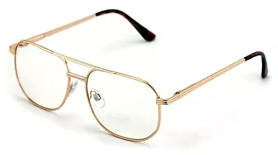 Metal Aviator Clear Lens Glasses - Spring Hinge Square Old Men Grandpa Eyeglasse • $25.47