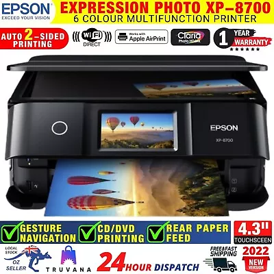 $309.95 • Buy  Epson Expression Photo XP-8700 Duplex Wi-Fi Colour M/F Inkjet CD/DVD Printer  
