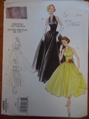 Vogue 2962 Sewing Pattern Ladies Lined Halterneck Evening Bridesmaid Dress 12-16 • £9.50