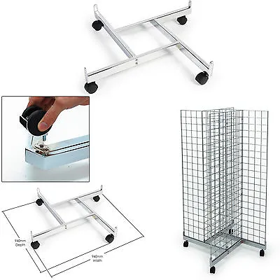 Chrome 4-sided Grid Mesh Base For Use On Grid Mesh Wall 4-way Display Panels • £34.29