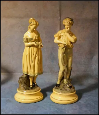 Vintage Borghese Large Boy And Girl Statue/Figrurine Chalk-Ware 11 Inch #E037 • $99.99