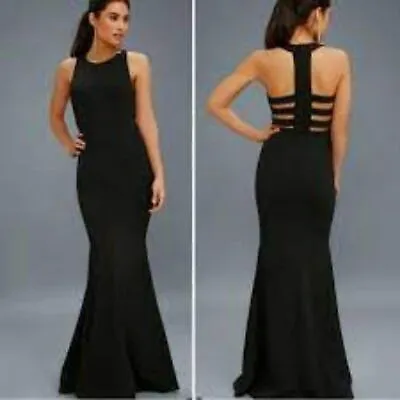 Lulus Power Of Wow Black Backless Maxi Dress Size Small • $20