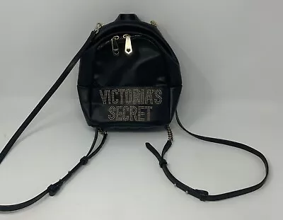 Victoria's Secret Sparkle Small City Backpack Black Studded Logo • $33.75