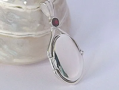 925 Sterling Silver4mm Natural Garnet Locket H2O Just Add Water Mermaids Pendant • $57.77