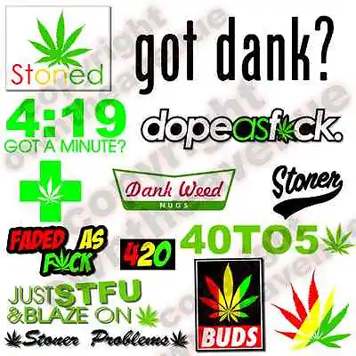 25 Random 420 Rasta Vinyl Decal Stickers Pack Lot JDM Dope (25rn420) • $24.99