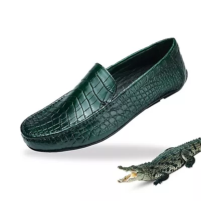 Green Driving Loafer Mens Shoes Genuine Alligator Leather US Size 11.5 • $379