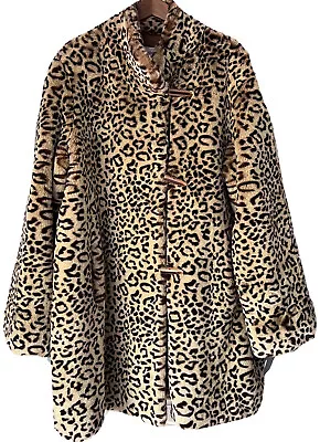 $189.99 • Buy Vintage Faux Fur Coat Cheetah Leopard Full Length Scandinavian AOP Women’s 2XL