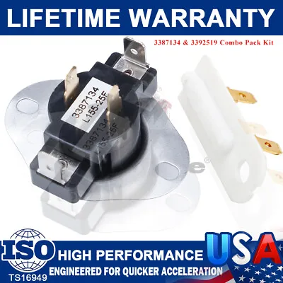 3387134 Dryer Cycling Thermostat & Thermal Fuse Kit For Whirlpool Kenmore Maytag • $8.59