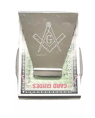 MASON MASONIC Money Clip Stainless Steel Money Clip Silver Metal Engraved • $16.85