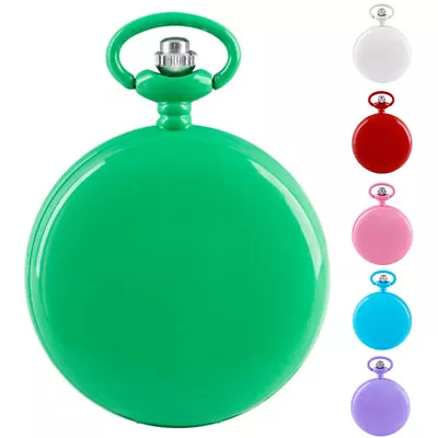 Men Classic Unisex Full Hunter Pocket Watch With Chain Multi Color Pendant Watch • £7.39