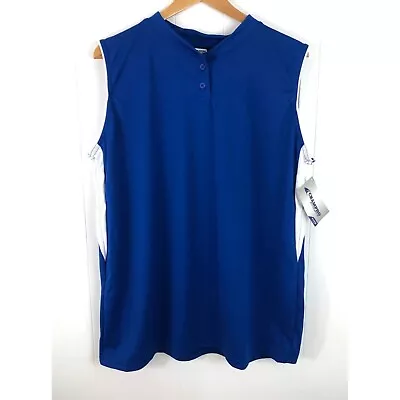 Champro Sports Mens Size 2X Blue & White Sleeveless Softball Baseball Jersey • $12.99