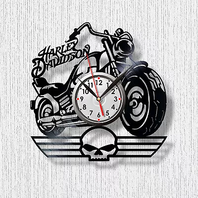 Clock Harley Davidson Motorcycle Clock Vinyl Clock Black Wall Clock • $25.76