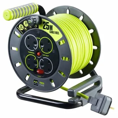 Masterplug OMU25134SLPX 4 Socket 13amp Metal Cable Reel - 25m • £38.95