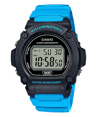 Casio W219H-2A2V   Chronograph Watch Blue Resin Strap Alarm Illuminator • $22.70