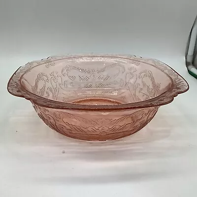 Pink Depression Glass Serving Bowl Madrid Recollection 9.75x3” AS IS Federal • $8.75