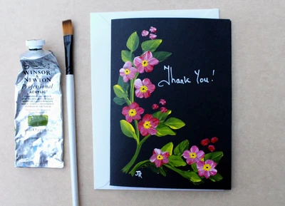 £3.50 • Buy Real Painting: Handpainted Card  Thank You #22  W/envelope By Judith Rowe