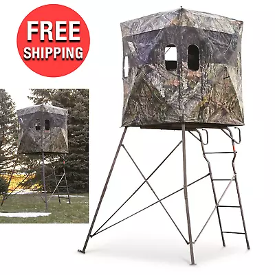 6 Feet Tall 4x4 2 Man Tripod Stand Hunting W/ Blind Deer Wrap Adjustable Ladder • $356.19